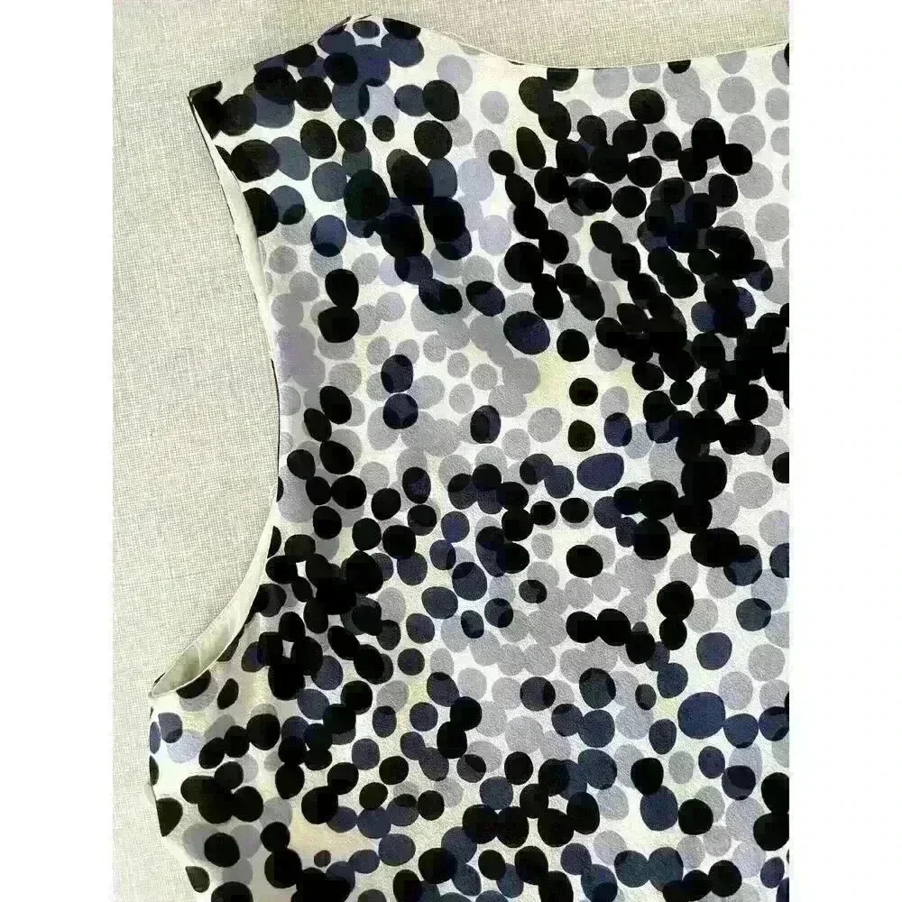 St John Sz 4 Silk Ruffle Dot Top White Black Dot Pattern Feminine Pretty Elegant - Picture 9 of 16